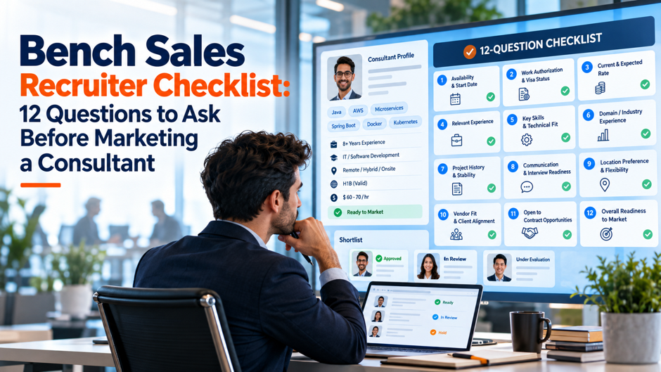 Bench Sales Recruiter Checklist 12 Questions to Ask Before Marketing a Consultant